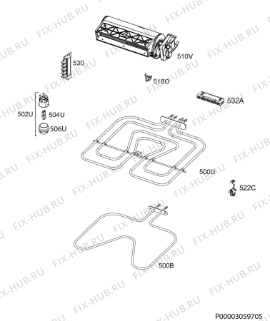 Взрыв-схема плиты (духовки) Zanussi ZOU200X - Схема узла Electrical equipment